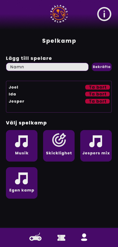 Startsida på smålands spelhall happ